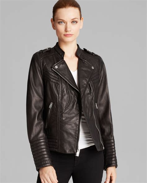 michael kors leather jacket moto|Michael Kors asymmetrical leather jacket.